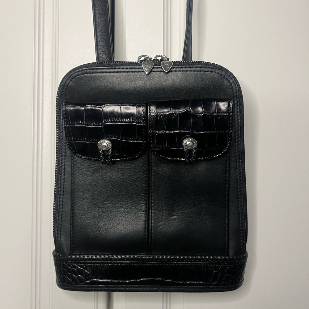 Vintage Brighton One World Black Leather Slim Purse